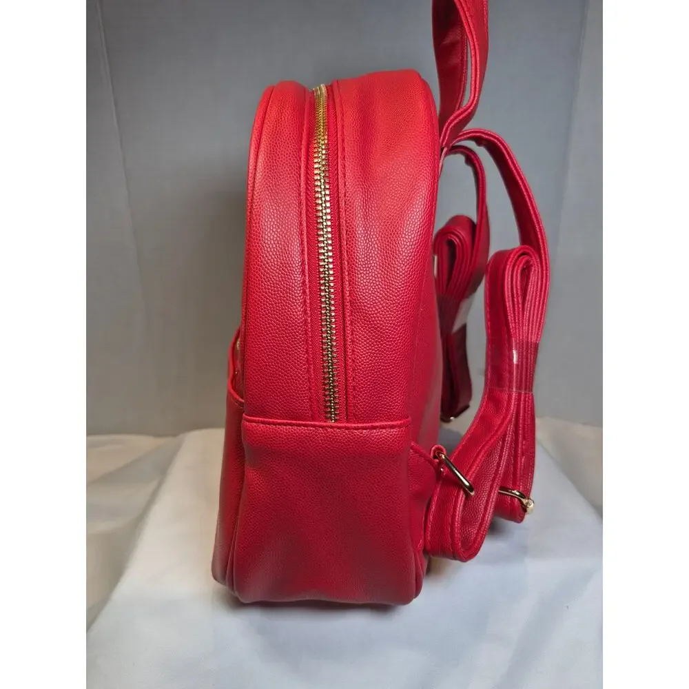 CXL Christian Lacroix Red Mini Backpack Gold Zip Faux Leather Small Bag NWT - Picture 4 of 10